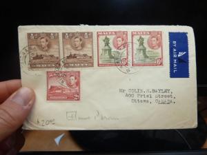 Malta KGVI 5 stamp A/M cover to Canada, Birkirka CDS (12bet)