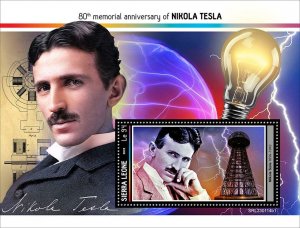 SIERRA LEONE - 2023 - Nikola Tesla, 80th Death Anniv - Perf Souv Sheet #1 -M N H