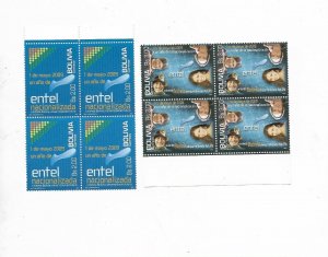 BOLIVIA 2009 ENTEL COMMUNICATION COMPANY SET OF 2 VALUES IN BLOCKS MNH VF