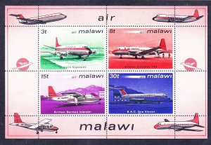 Malawi 185a (182-85) MNH Various Aircraft Souvenir sheet of 4