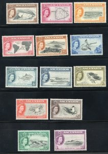 ASCENSION 1956 QUEEN ELIZABETH II PICTORIALS SCOTT #62/74, SG #57/69  MINT  NH