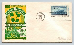 1948 FDC - 100 Anniversary of Swedish Pioneers - Chicago - E103