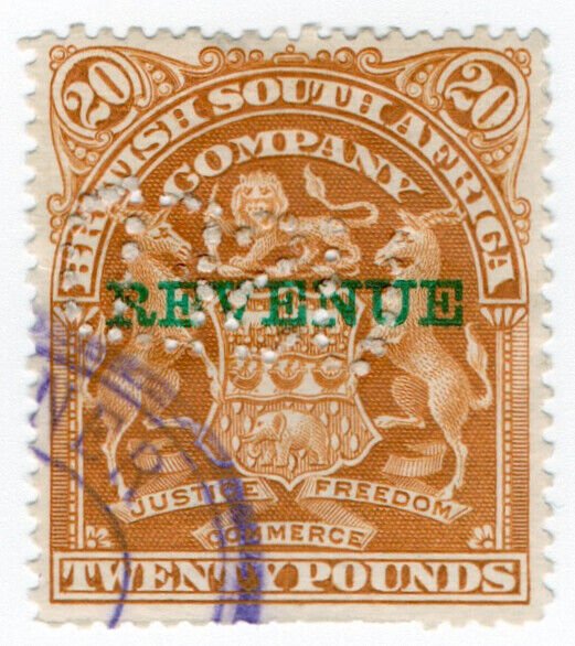 (I.B) Rhodesia/BSAC Revenue : Duty Stamp £20