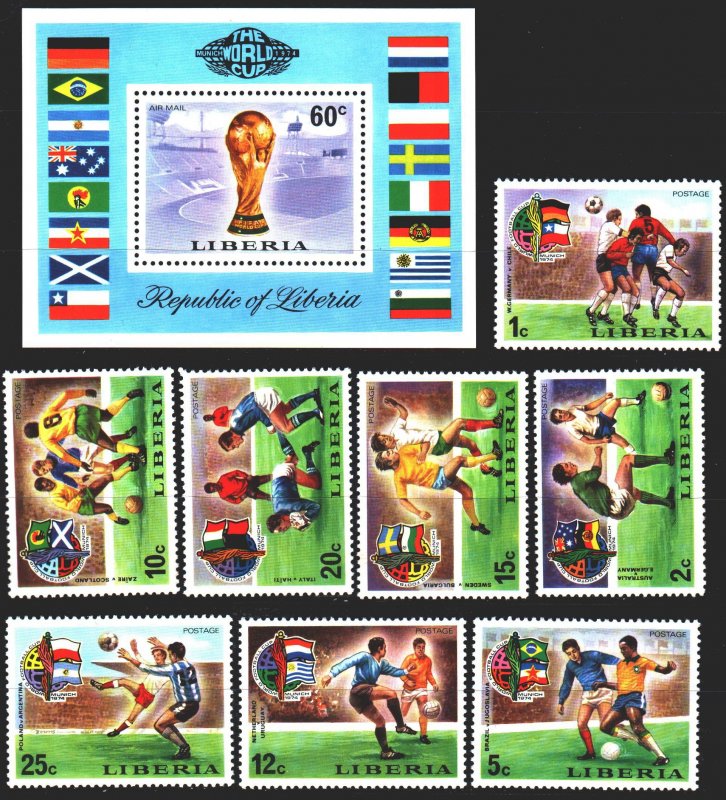 Liberia. 1974. 921-28, bl 72A. Football. MNH.