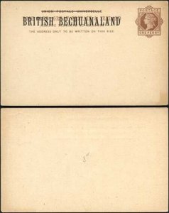 British Bechuanaland O/P on QV 1d Brown Foreign Postcard Mint