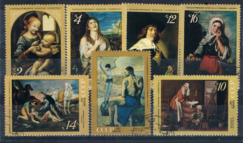 Russia 3867-73 Used set Paintings in Russian Museums 1971 (R0880)