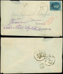 1880 NJ Cds, Foreign Dest to AUSTRIA, Forwarded to a VENICE ITALY HOTEL, SC #179