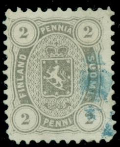 FINLAND #17 (12S) 2pen gray, p. 11, used w/blue cancel, VF, Scott $70.00