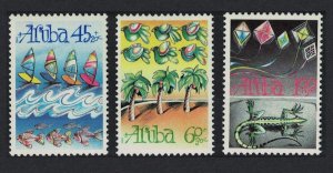 Aruba Sailing Parakeet Birds Trees Kites Lizard Child Welfare 3v 1990 MNH