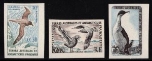 FRENCH ANTARCTIC 1959 Birds, Imperforate; Scott 12-14, Yvert 12, 13, 14; MNH