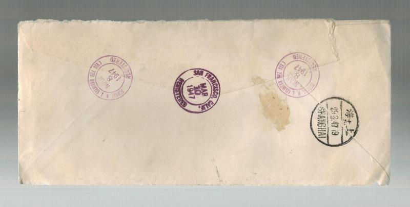 1947 Newark NJ USA Registered Cover to Shanghai Ghetto China Judaica Heinz COhen