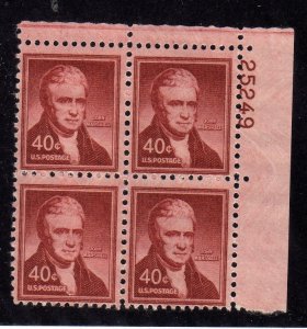 1050 40c John Marshall 25249 UR Plate Block