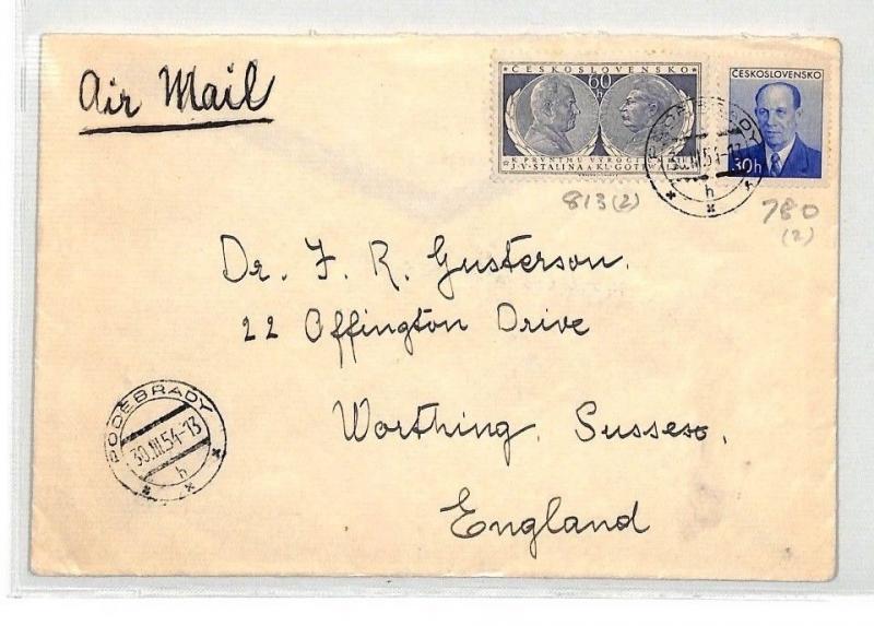 BU78 1954 Czechoslovakia Poderbrady Airmail Cover PTS