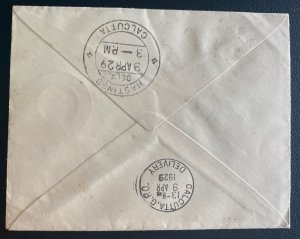 1929 England First Flight Airmail Cover  To Calcutta India Imperial Airways
