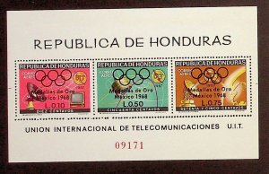 HONDURAS Sc C453(NOTE) NH OVERPRINTED SOUVENIR SHEET OF 1968 - JFK - OLYMPICS