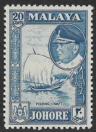 MALAYA JOHORE 1960 20c DHOW Pictorial Scott 164 MNH