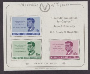 Cyprus # 251-253 & 253a, John F. Kennedy, Set & Souvenir Sheets, NH, 1/2 Cat