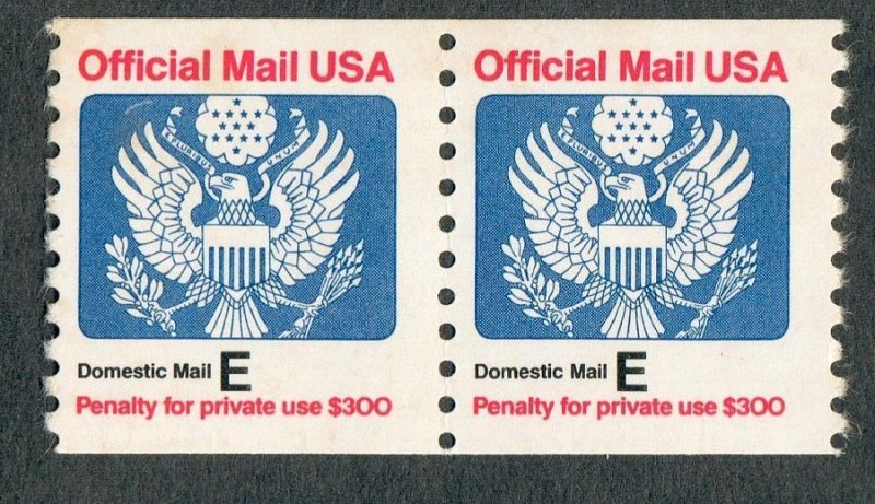 O140 E Non-denominated 25 cent Official Mail MNH coil pair