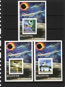 Madagascar 1999 Concorde/Halley's Comet 9 S/S Imperforated MNH