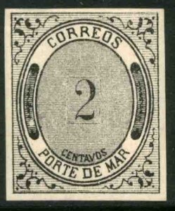 MEXICO JX9, 2¢ PORTE DE MAR. MINT, NH, LIGHT CREASE. VF.