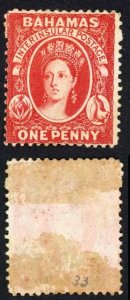 Bahamas SG33 1d Scarlet-Vermilion wmk Crown CC Perf 14 part gum Cat 75 pounds