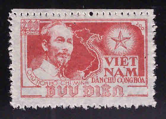 North Viet Nam Scott 3 Ho Chi Minh Map Perf 11.25 stamp  NGAI
