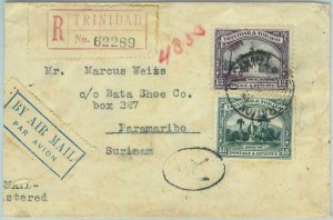 BK0447 - TRINIDAD & TOBAGO  - POSTAL HISTORY -  REGISTERED Cover to SURINAM 1935