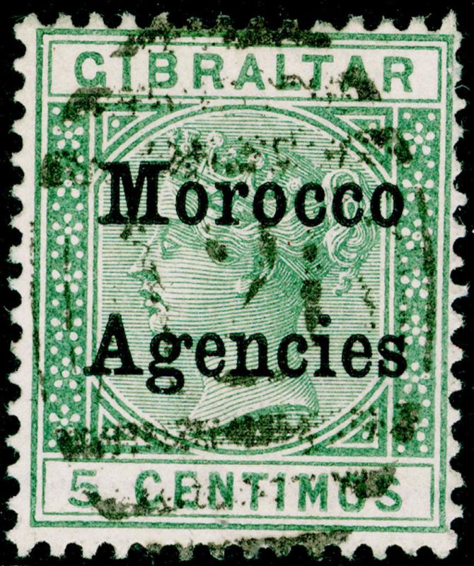 MOROCCO AGENCIES SG9, 5c green, USED.