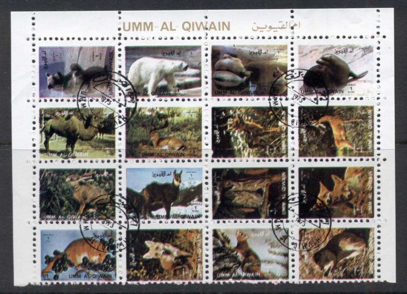 Umm al Qiwain 1972 Animals small sheetlet, no bottom margin CTO