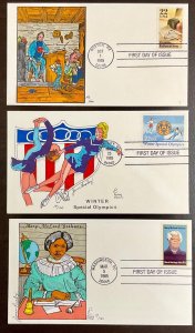 9 Paslay Classic Cachets 1985 FDCs