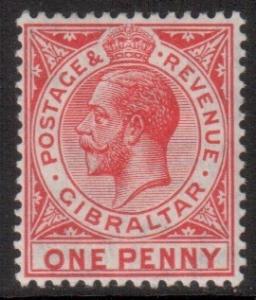 Gibraltar Scott 67 - SG77, 1912 Crown CA 1d MH*