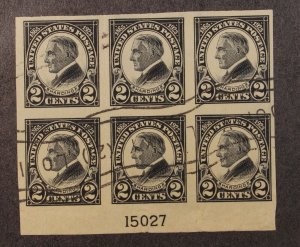 Scott 611 - 2 Cents Harding - Used - Plate Block Of 6 - SCV - $???.??