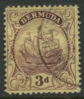 Bermuda - Scott 89 - Caravel - Wmk 4 -1928 - VFU -Single 3p Stamp