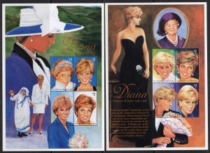 St.vincent 1997 PRINCESS DIANA MOTHER TERESA 2 Mini Sheets Perforated Mint (NH)