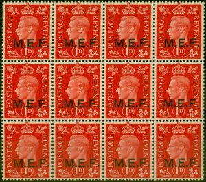 Middle East Forces 1942 1d Scarlet SGM1 Very Fine MNH Block of 12
