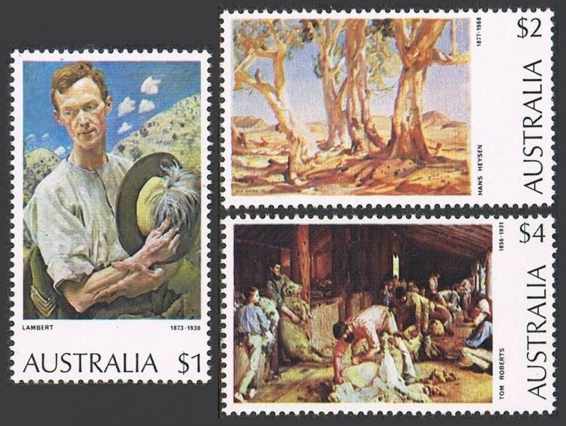 Australia 573,574,576,MNH.Paintings 1974.Hans Heysen,Tom Robert,George Lambert.