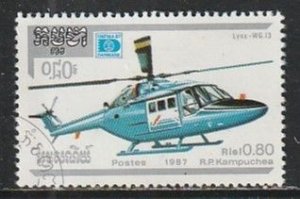 1987 Cambodia - Sc 814 - used VF - 1 single - Westland Lynx WG-13