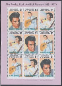 ST VINCENT GRENADINES Sc # 1001a-c CPL MNH SHEET X 3 SETS - ELVIS