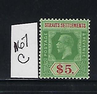 STRAITS SETTLEMENTS SCOTT #167C  GEORGE V DIE II-  WMK 3-$5 (GREEN/RED) MINT NH