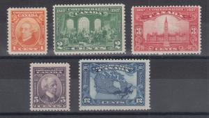 Canada Sc 141-145 MLH. 1927 Confederation, complete set, F-VF