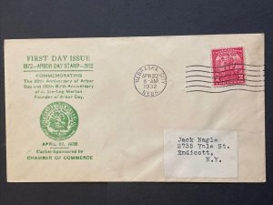 1932 Arbor Day FDC Sc# 717 1st Chamber of Commerce Cachet
