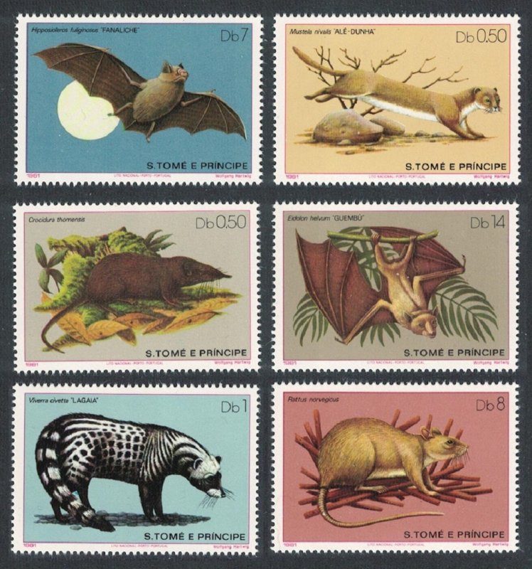 Sao Tome Wild animals Mammals 6v 1981 MNH SC#598-603