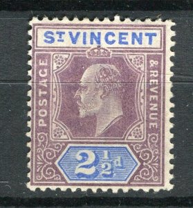 ST.VINCENT; 1900s early ED VII issue fine Mint hinged 2.5d value