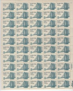 Scott 2041 - Brooklyn Bridge.  Sheet of 50.  MNH. OG.  #02 2041sh50