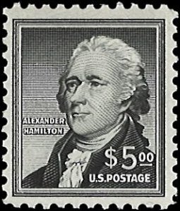 U.S. Scott # 1053  1956 $5 blk  Hamilton  mint-nh- vf