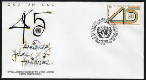 UN 578 - (45c) - United Nations - 45th Anniversary - New York FDC