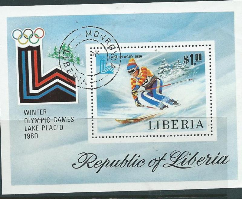 Liberia #873 1.00 1980 Olympics Souvenir Sheet (CTO) CV$3.50