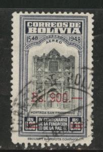 Bolivia Scott C193 Used  overprint airmail stamp
