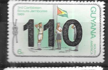 Guyana #397  110c on 6c #95  Scouts  (MNH) CV $3.00