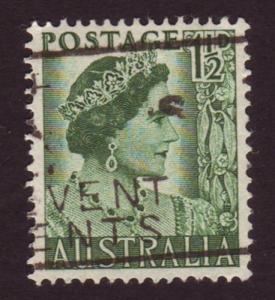 Australia 1950 Sc#230, SG#236 1-1/2d Green KGVI, Queens, USED